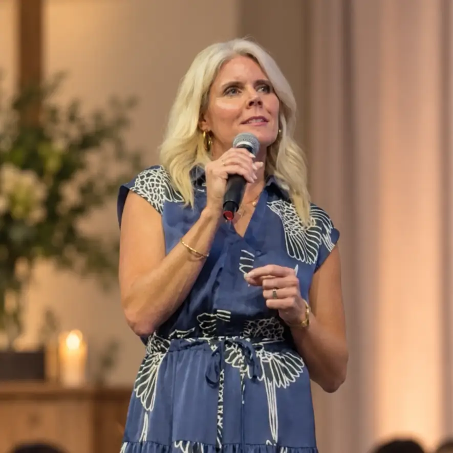 Sara speaking at a ministry gathering